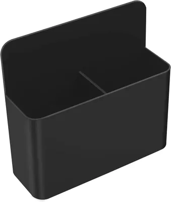 Produktbild von Schwarze magnetische Aufbewahrungsbox mit 2 Fächern und Stiftehalter für Kühlschrank und Metalloberflächen