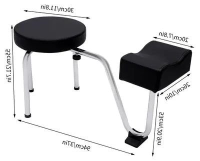 Produktbild von Fußpflege Stuhl 2 in 1 Pediküre Hocker mit verstellbarer Beinauflage und PVC Polsterung für Nail Tech Spa Beauty Salon Studio