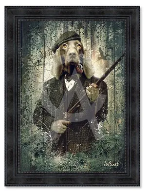 Image de Cadre en bois avec impression en PVC vernis "Braque Allemand" - Noir - 50 x 70 cm - Collection Binet