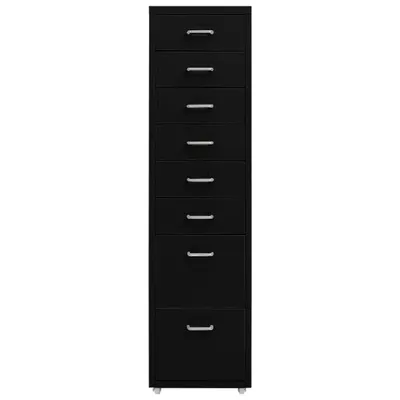 Image de vidaXL Armoire de classement à roulettes noire 28x41x109 cm Métal