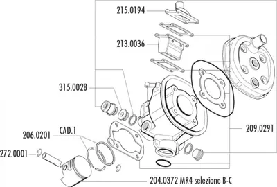 Zdjęcie produktu dla Komplet tłoka Polini 70 ccm, średnica 47 mm, rozmiar B, przeznaczony do skuterów Aprilia AF1 50 i Malaguti Dune 50