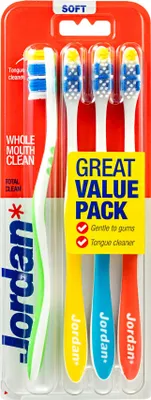 Image de Brosse à dents souple Jordan Total Clean, 4 pièces