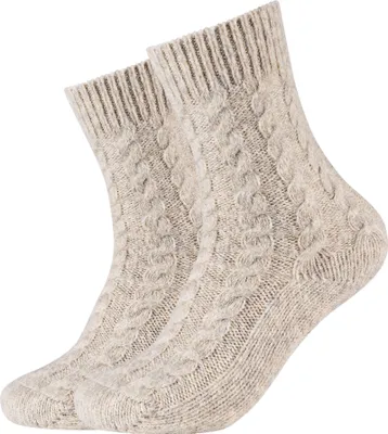 Produktbild von Camano Socken 2er Pack mit Zopfmuster nature 35-38