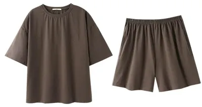 Imagen del producto de Conjunto de pijama de algodón para mujer, con mangas cortas y pantalones cortos