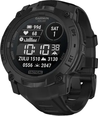 Produktbild von Garmin Instinct 3 Solar Tactical Edition 50mm Schwarz mit Silikon-Wechselarmband 26 mm
