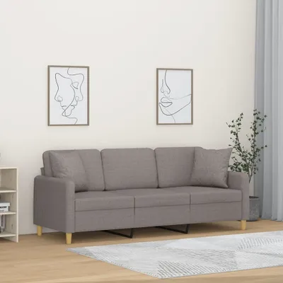 Produktbild von CLORIS 3-Sitzer-Sofa mit Zierkissen Taupe 180 cm Stoff, 29,95 kg