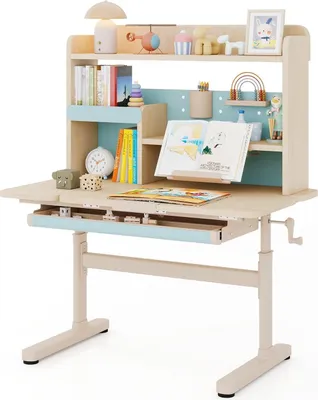Immagine prodotto di Scrivania regolabile per bambini con ripiano e cassetto - Blu