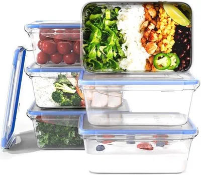 Produktbild von Prüfleistungsfreie, stapelbare Essensboxen, Set von 6, Mikrowellenherd, Gefrierschrankbehälter, C-FHD 4023 K