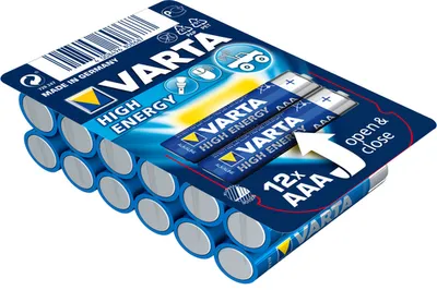 A pack of Varta AAA High Energy batteries.