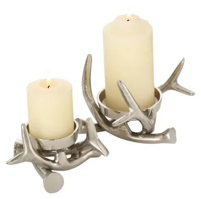 Produktbild von Kerzenleuchter Brano Aluminium H 9/13cm silber 2er Set