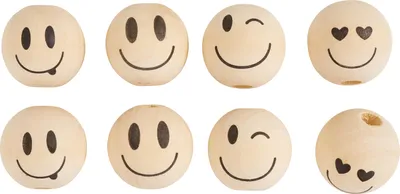 Obrázok produktu pre Drevené postavičky „Smile“, Ø 2,5 cm, sada 8 ks, 4 motívy po 2 ks