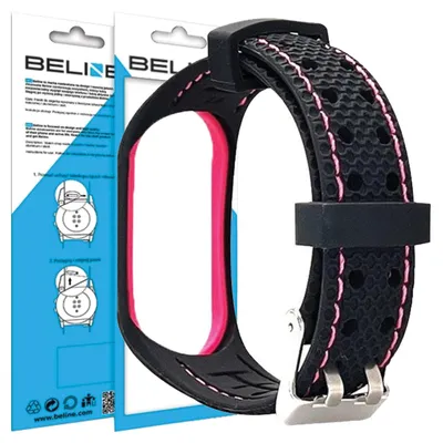 Productafbeelding van Beline Mi Band 6/5 sportband, zwart en roze, zwart/roze