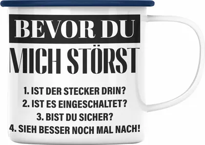Produktbild von Trendation - IT Techniker Geschenk Emaille Tasse Support IT Informatiker Geschenk  Lustiger Spruch Männer (Blau)