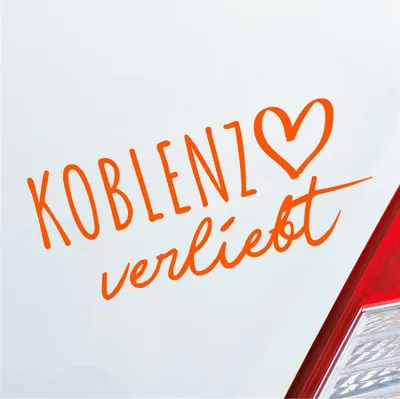 Produktbild von Auto Aufkleber Koblenz verliebt Herz Stadt Heimat Liebe Car 19x8 cm Orange Sticker Heckscheibenaufkleber