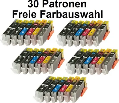 Produktbild von Freie Auswahl der einzelnen Farben - 30 Tintenpatronen kompatibel mit Canon PGI-570 black + CLI-571 cyan, magenta, yellow, black, gray - 30 Patronen für Canon Pixma MG5750, MG5751, MG5752, MG5753, MG6850, MG6851, MG6852, MG6853, MG7750, MG7751, MG7752, MG7753, TS5050, TS5051, TS5053, TS5055, TS6050, TS6051, TS6052, TS8050, TS8051, TS8052, TS8053, TS9050, TS9055