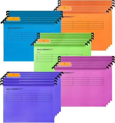 Immagine prodotto di Cartelle appendibili A4, confezione da 30 pezzi, in polipropilene, 5 colori, ideali per l'archiviazione in ufficio