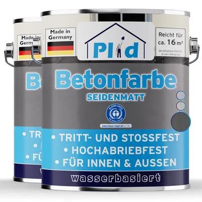 Produktbild von Plid Betonfarbe 1,5L Anthrazit – für ca. 16m² / Bodenbeschichtung Bodenfarbe Sockel – Innen- & Außenbereich, wetterfest & abriebfest