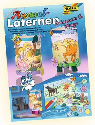 Produktbild von Folia 954 Laterne Bastelset - 2 Stück, Motive "Prinzessin/Ponys"