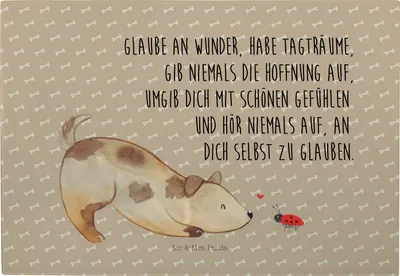 Produktbild von Mr. & Mrs. Panda Glas Schneideplatte Hund Marienkäfer - Hundeglück - Geschenk, schneidbrett, Schneidebrett, Zuversichtlich, Schneidplatte, Servierplatte, Hackbrett