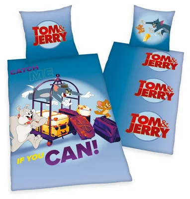 Produktbild von "Tom & Jerry" Bettwäsche, 100% Baumwolle ( Linon ), 80x80 cm + 135x200 cm