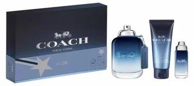 Obrázok produktu pre Set Coach: Modrá, EdT, pre mužov, 100 ml + Modrá, EdT, pre mužov, 15 ml + Modrá, sprchový gél, na bradu a vlasy, 100 ml