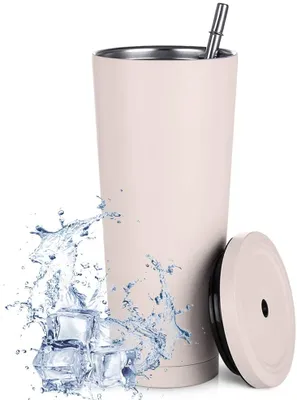 Produktbild von 750ml / 25oz Edelstahl-Reisebecher mit Strohhalm und auslaufsicherem Deckel, umweltfreundliche wiederverwendbare Flasche Kaffeetasse Vakuumisolierte Tasse für eiskaltes oder warmes Trinken
