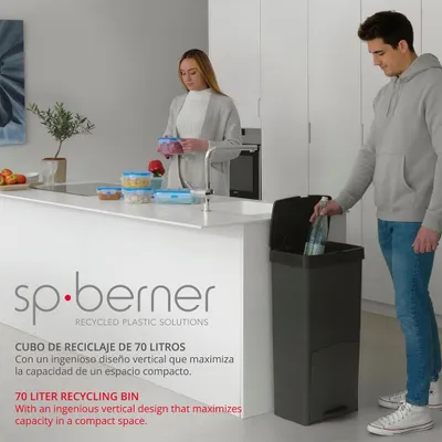 Produktbild von Sp Berner 70l Mülleimer Silber  Silber One Size