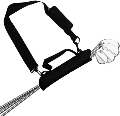 Productafbeelding van Golfclub Tas Verstelbare Riem - Draagtas - Lichtgewicht - Nylon - 3-4 Golfclubs - Zwart - Duurzaam - Golf Tas