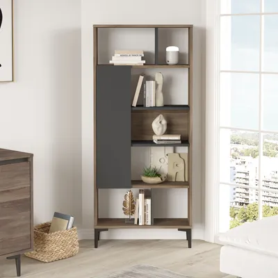 Produktbild von Houseland Zara Eiche Stirling/Anthrazitgrau Bücherregal