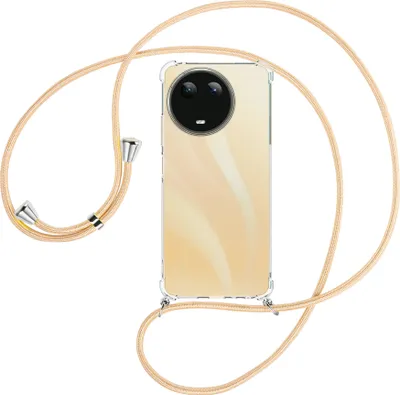 Produktbild von Handykette Backcover-Schutzhülle mit Band (Metall silberfarben) für Realme C67 4G - Goldkordel