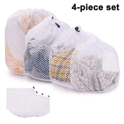 Produktbild von 4 Stück Waeschesack Waschmaschine mit Kordelstopper Wäschenetz Wäschesack Wäschebeutel für Waschmaschine, Kleidung, Dessous, Socken, Strümpfe