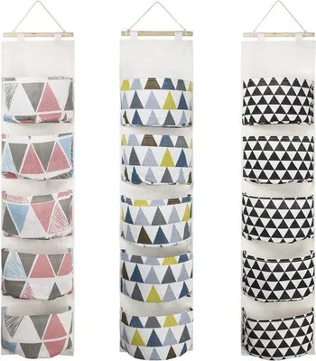Image de Ensemble de 3 poubelles à compartiments, étanches, 5 poches, meuble mural, rangement pour chambre d'enfant, salle de bains, chambre à coucher