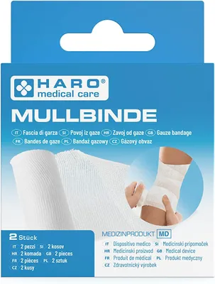 Produktbild von HARO Mullbinde elastisch weiß 60 mm x 4,0 m 2er Set