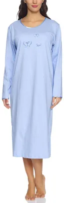 Produktbild von Merry Style Damen Langarm Nachthemd 91LW1 (Blau (Langarm), 38 (Herstellergröße: M))