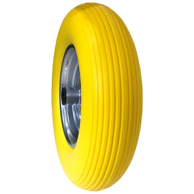 Produktbild von Schubkarrenrad Reifen Vollgummi 4.80/4.00-8 Ersatzrad pannensicher Achse 1x Gelb VG H
