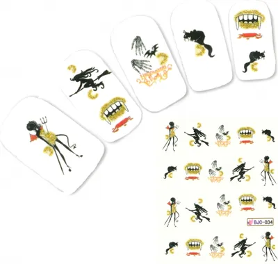 Produktbild von Tattoo Nail Halloween Kürbis Fledermaus Aufkleber Nagel Sticker
