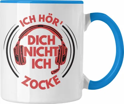 Produktbild von Trendation - Zocker Tasse Geschenk Ich Höre Dich Nicht Ich Zocke Gamer Geschenkidee Lustiger Spruch Gaming (Blau)