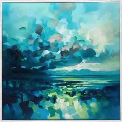 Produktbild von Scott Naismith - Leinwanddruck "Sound Of Taransay" PM11675 (100 cm x 100 cm) (Blau/Grün)