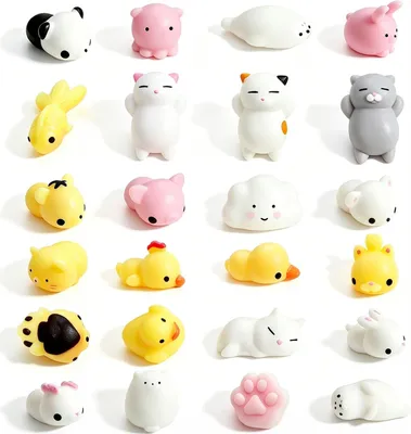 Productafbeelding van Kawaii Squishies - Set van 24 - Zachte siliconen speelgoed - Anti-stress knijpen - Mini squishy dierspeelgoed
