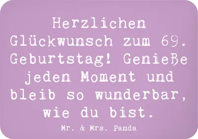 Produktbild von Mr. & Mrs. Panda magnet Spruch 69. Geburtstag Glückwünsche - Lavendeltraum - Geschenk, whiteboardmagnet, Weisheit, büromagnet, Happy Birthday, zettelhalter, Glückwunsch