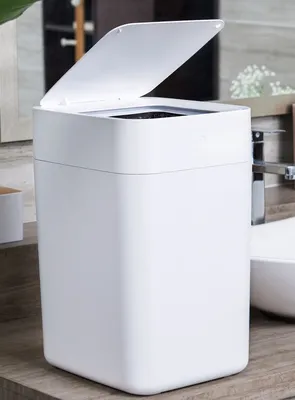 Produktbild von Townew Kunststoff Sensor-Mülleimer/Windeleimer/Damenhygienen Abfalleimer 15,5L mit selbstwechselnden Nachfüllring, Farbe:Weiß