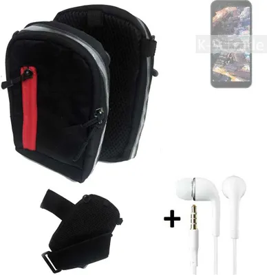 Produktbild von K-S-Trade Outdoor Gürteltasche Holster Umhängetasche + Kopfhörer kompatibel mit Doogee X97 schwarz Handy Tasche Case travelbag Schutzhülle
