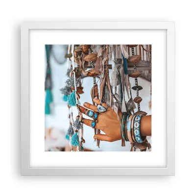 Produktbild von Gerahmtes Poster - Weißer Rahmen - Hand Schmuck ethnisch - 30x30 cm - Wand Bild - Wanddeko - Wandbilder - Kunstposter - Wandposter - Bilderrahmen - Bilder - Kunstdruck - P2WAC30x30-5107