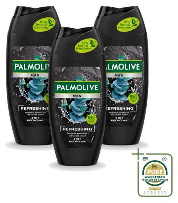 Obrázok produktu pre 3 x Palmolive Men 3v1 sprchový gél osviežujúci - 250 ml - balenie s 3 kusmi