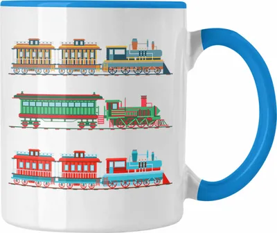 Produktbild von Trendation - Züge Tasse Geschenk Eisenbahner Lokführer Spruch Lokomotive Geschenkidee Eisenbahn Modelleisenbahn (Blau)