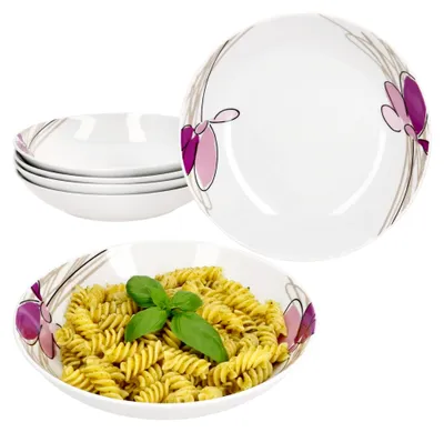 Produktbild von Suppenteller Set für 6 Personen I 450ml I Porzellan mit Blumen-Nachbildung