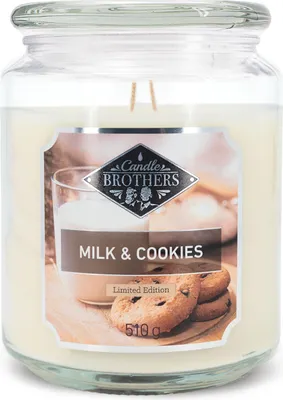 Produktbild von Milk & Cookies Duftkerze Candle Brothers, Kerze im Glas, 2 Dochte, 510g, 100h Brenndauer, Raumduftkerze