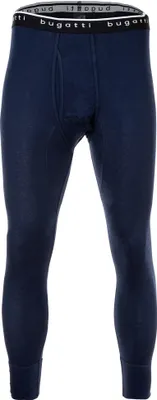 Produktbild von bugatti Herren Lange Unterhose - Feinripp, Eingriff, Baumwolle, einfarbig Blau M