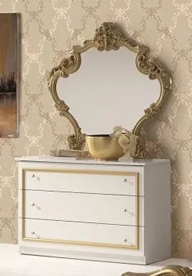 Produktbild von Kommode mit Spiegel Barocco in weiss gold Klassik Barock