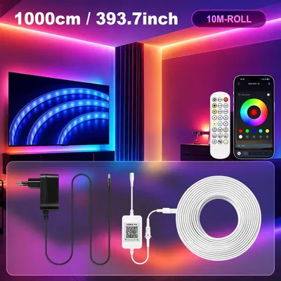 Immagine prodotto di Striscia LED RGBIC - Striscia LED intelligente - 10 metri - Controllo tramite app - Sincronizzazione con la musica - Colori segmentati - Impermeabile - Spina EU